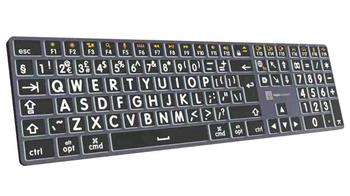 LogicKeyboard Large Print - bílá na černé TITAN bezdrátová podsvícená pro Mac UK English