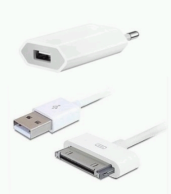 MacPower iPod/iPhone USB nabíječka a kabel pro iPod 30pin a iPhone, bílá retail balení - MP-IP-1PW-K