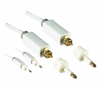 MacPower optický digitální kabel Toslink-Toslink M/M + 2x redukce optický jack, pozlacené konektory, bílý 5m