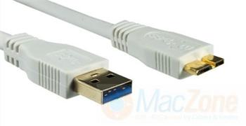 MacPower USB 3,0 kabel A na micro B kabel 2m , zlacený bílý AWG28