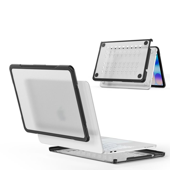 Pevný plastový obal pro Apple MacBook Neo 2026 A3404 šedo-průhledný